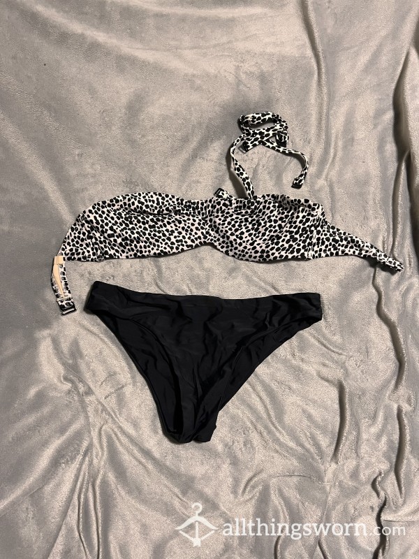 Small Well Worn Strapless Cheetah Print Bikini