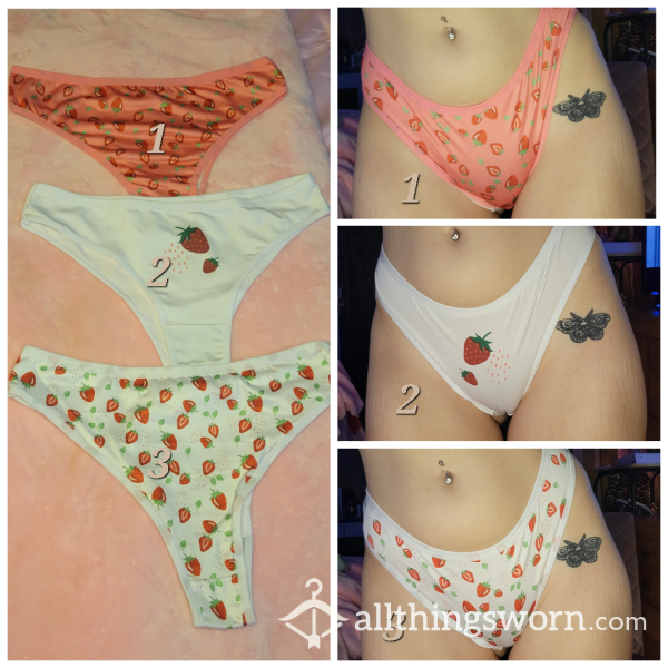 Strawberry Panties In Cotton Material Size Small To Be Worn 3 Days Free W Shipping Included