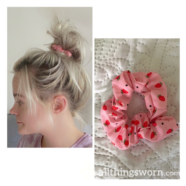 Strawberry Pink Scrunchie | Cotton |  Well Worn | Stuffed