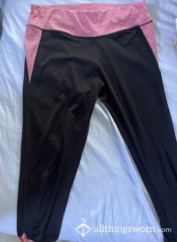 Stretchy Pink And Black Leggings
