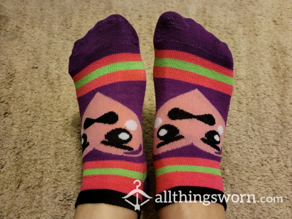Striped "Angry Hearts" Ankle Socks