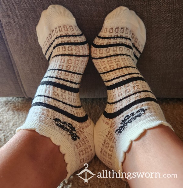 Striped Black And White Socks! Shipping Included!