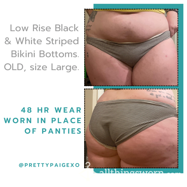 OLD Striped Swim Bottoms 💋 Low Rise Briefs 🖤 48hr Wear 💦