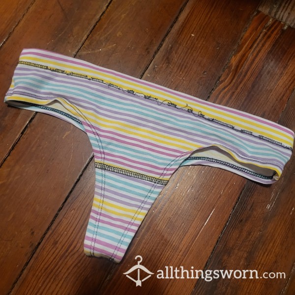 Striped Cotton Thong *2 DAYS WORN* $30