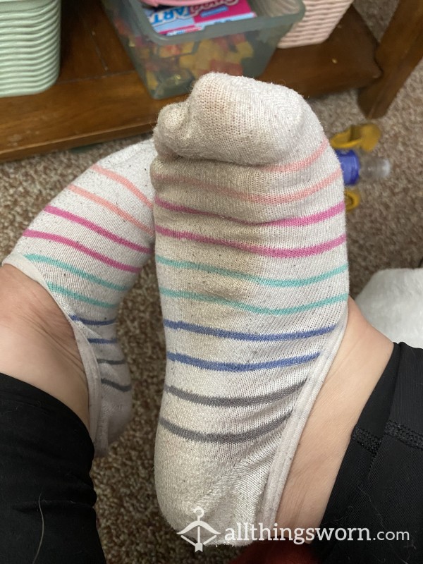 Striped Dirty No Show Socks