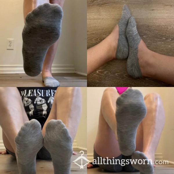 Striped Grey Nylon Ankle Socks