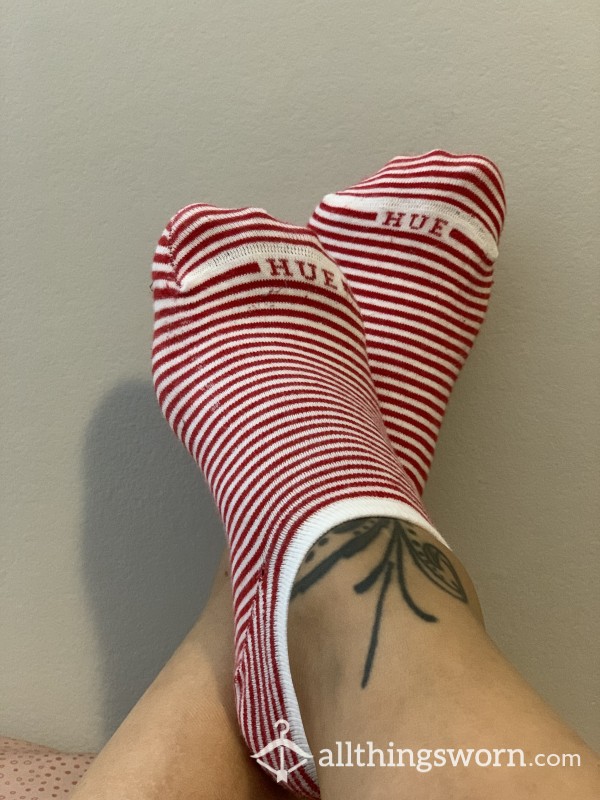 Striped Short Socks - Red, Black Or Gray