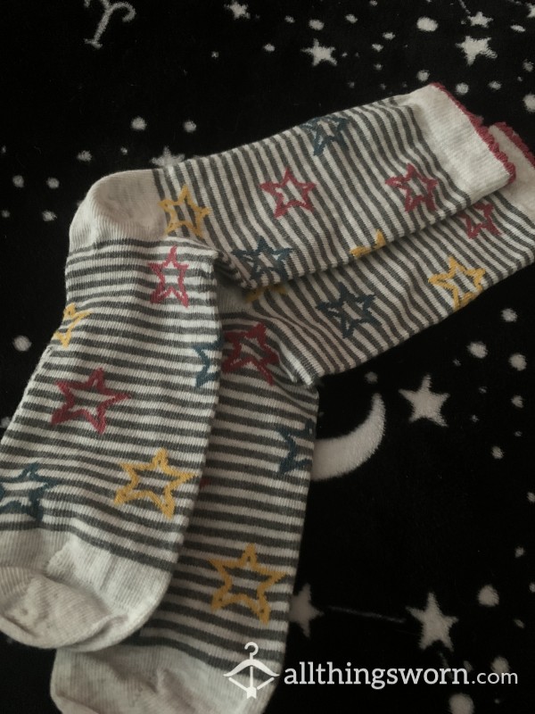 Striped Star Crew Socks 48 Hour Wear - Stinky Socks!