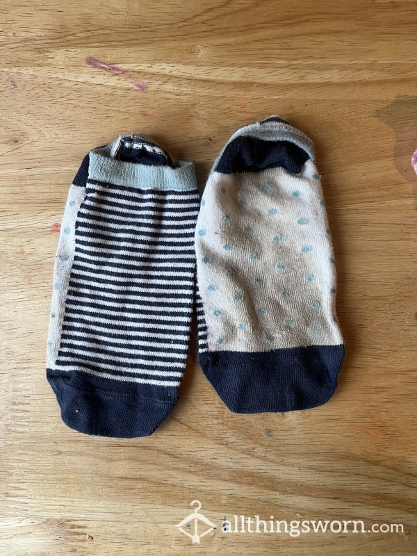 Stripey And Spotty Blue Trainer Socks