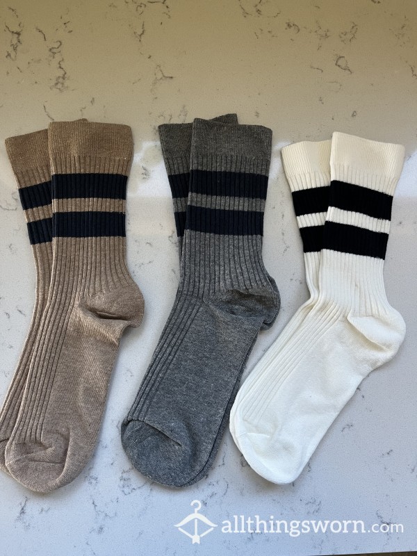 Stripped Crew Socks