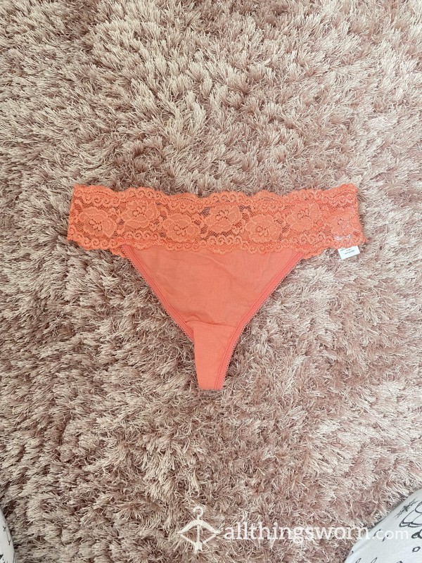 Student Worn Coral Cotton Thong!