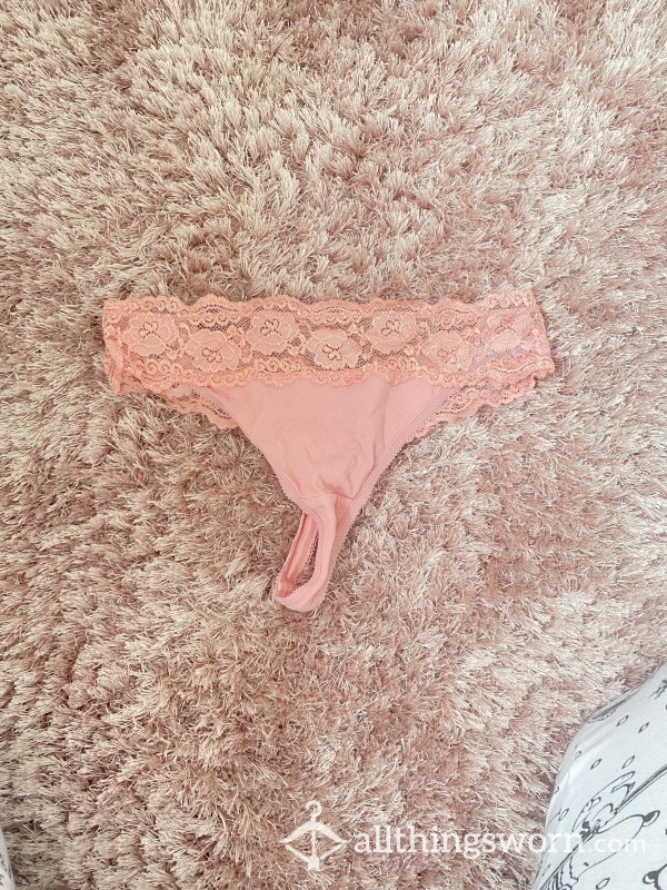 Student Worn Cotton And Lace Thong.