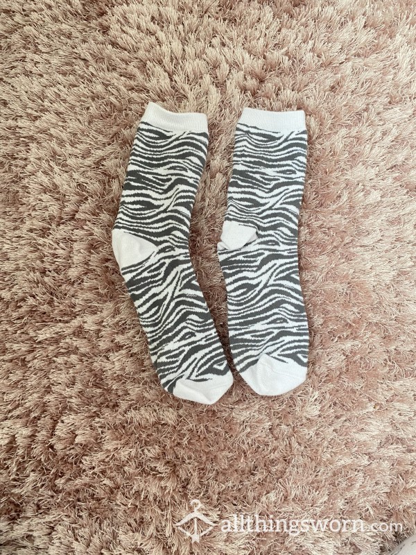 Student Worn Zebra Print Socks