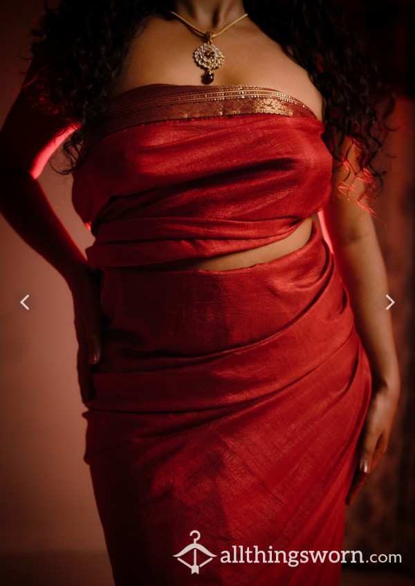 Stunning Red Silk Saree For Sale + 4 Xxx Pictures 💖 Comes With 24 Hour Wear 😍