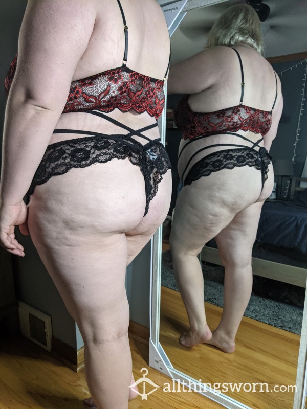 Sultry Strappy Black Lace Thong/panty♥️