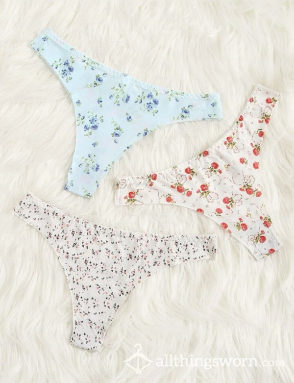 CLEARANCE SALE!! Super Cute Floral Print Thongs! 🌸 Very Soft And Silky Feel ❤️️