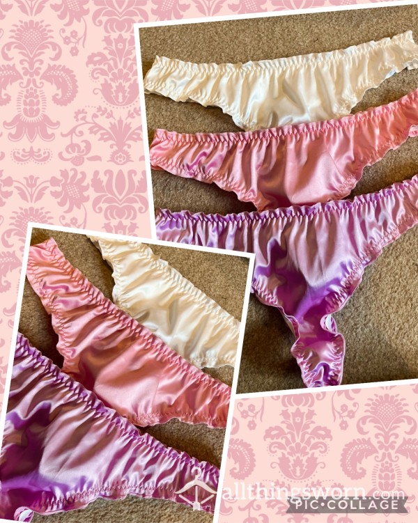 Super Cute Silky Thongs With Frilly Edging💕
