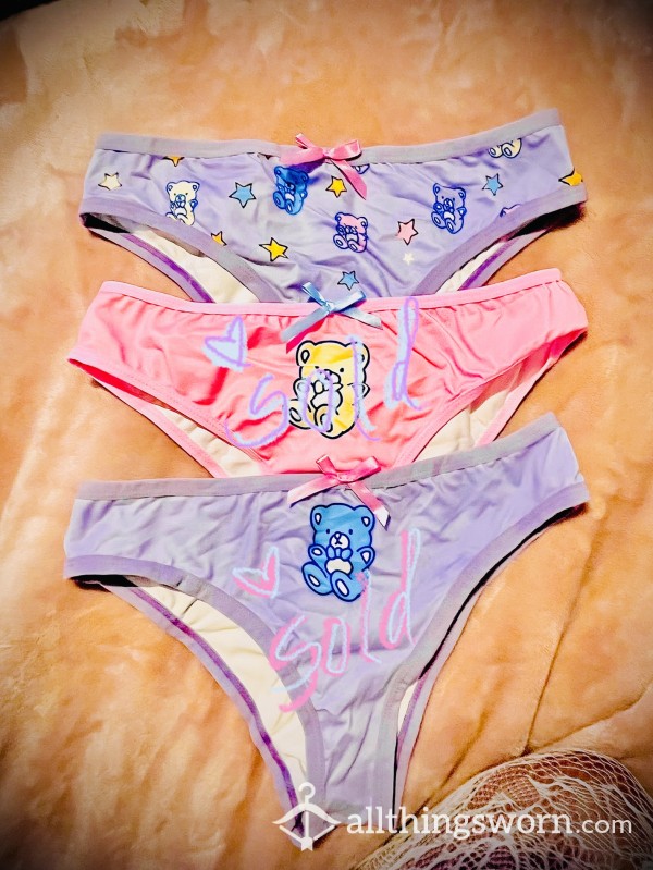 ✨🐾Super Cute 🎀 XS Teddy Bear Panties W/Bow. 24hr Wear(work, Play, Sleep) Pick Your Pair🐾✨