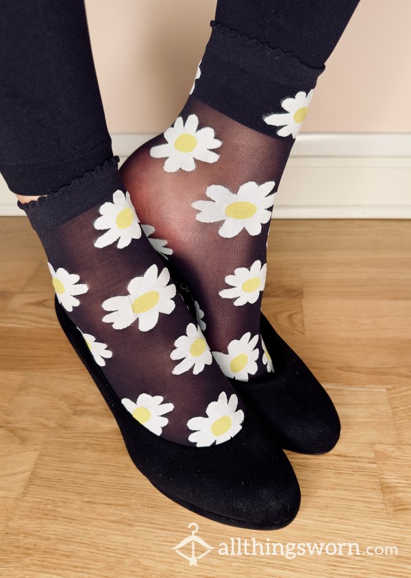 Super Pretty Flower Nylon Socks Worn For 3 Days ❤️