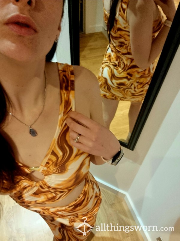 🧡🤎🧡🤍 Super Sexy Bodycon Cut-out Dress! Perfect For The Slutty Sissy! 🧡🤎🧡🤍