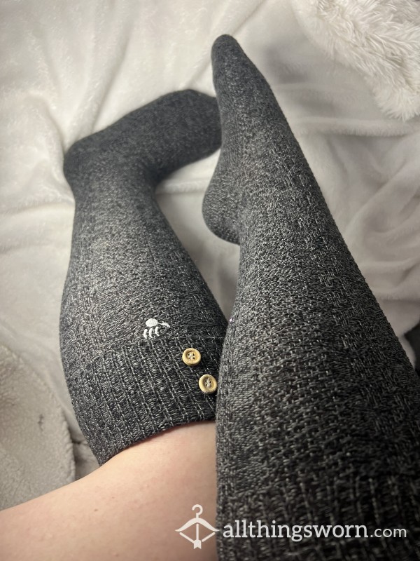 Super Sexy Knee High Socks - Bear Claw With Buttons - Cozy Socks