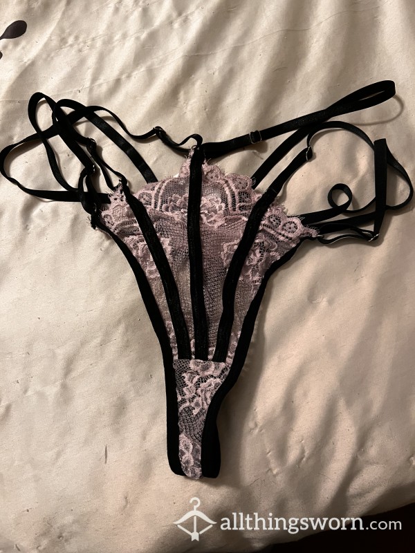 Super Sexy Triple Strap Thong Baby Pink And Black