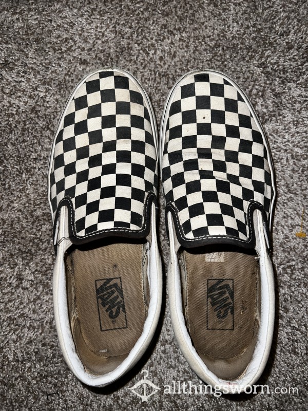 Super Stinky And Worn Checkered High Top Vans
