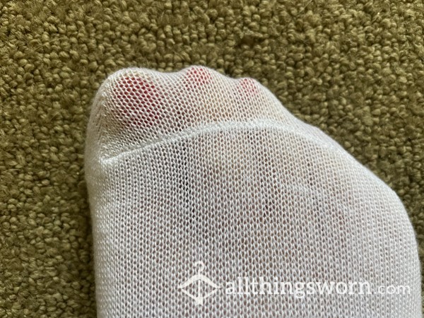 $13 Super Thin White Ankle Socks. Worn To Your Liking Price For 24 Hour Wear $5/day Additional Days