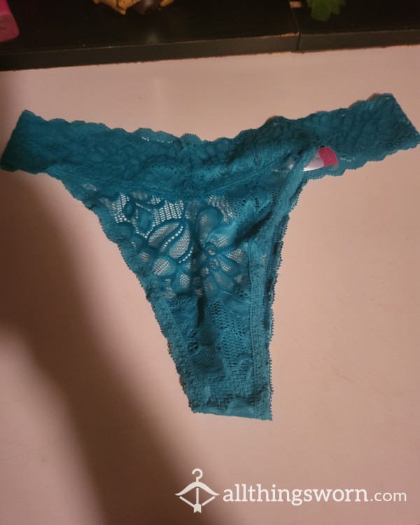 Super Worn Teal Lace Thong