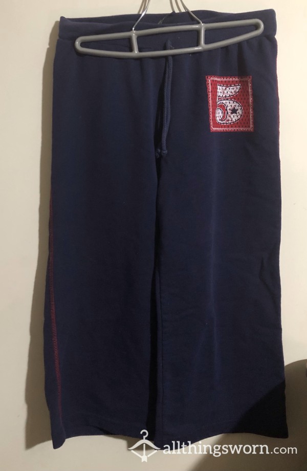 1 Or 2 Pair Sweat Capris - Blue & Red Or Gray & Blue - 20+ Years Old & Still Fit - Includes US Shipping