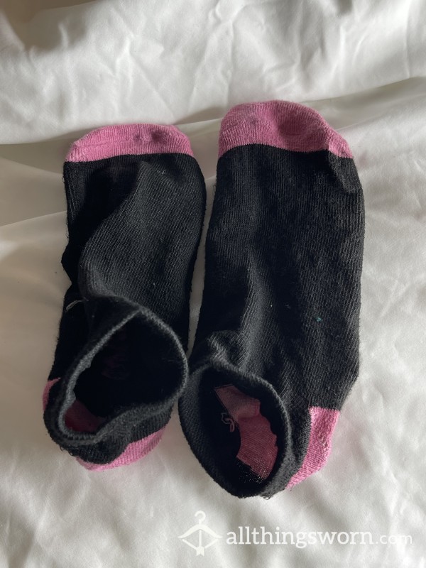 Lesbian Goddess's Sweaty Black Size 7 Ankle Work Socks. Free US Shipping