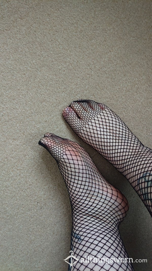 Sweaty Fishnets Worn All Day Whilst Shopping