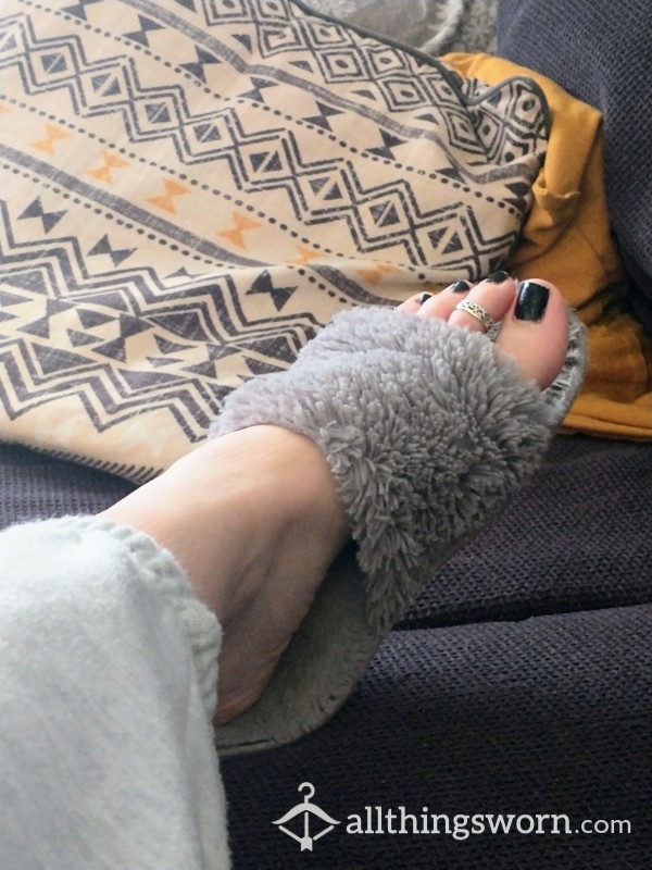 Sweaty Grey Fluffy Slippers