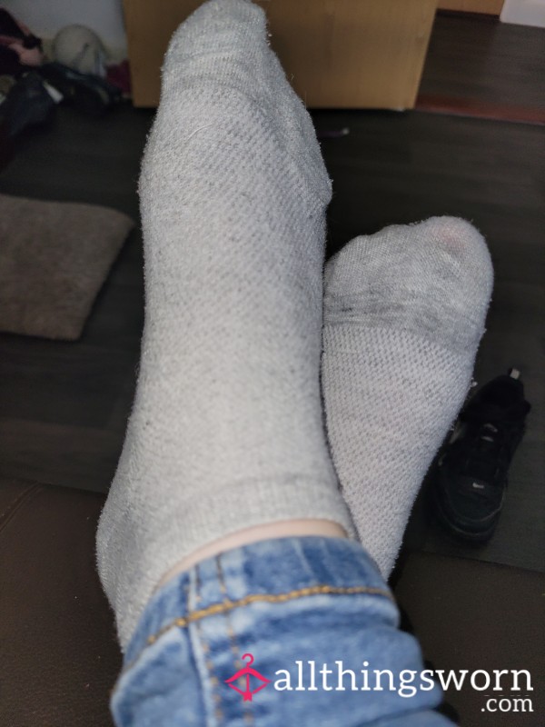 Sweaty Grey Trainer Socks
