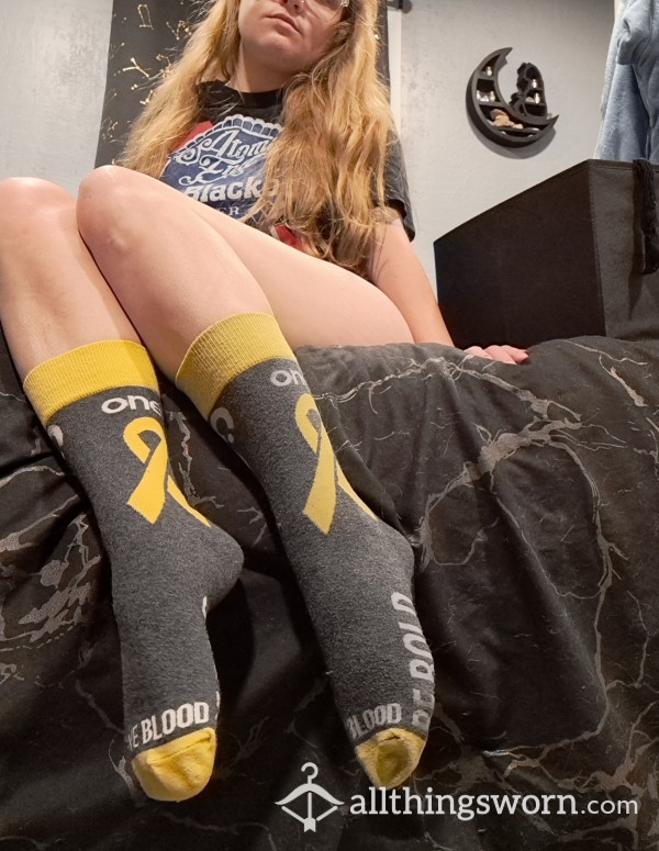 Sweaty Grey & Yellow Crew Socks Worn 72-Hours