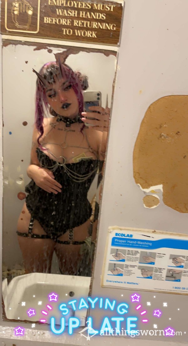 Sweaty Lace Up Corset, Worn While Working At Strip Club