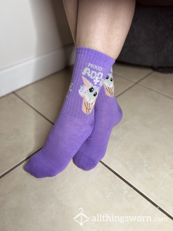 💜 Used Sweaty Purple Baby Yoda Socks 💜 Worn 24 Hours- Free Uk Shipping
