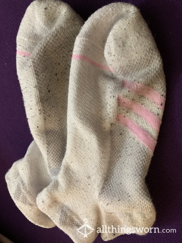 Sweaty White And Pink Adidas Socks 💕