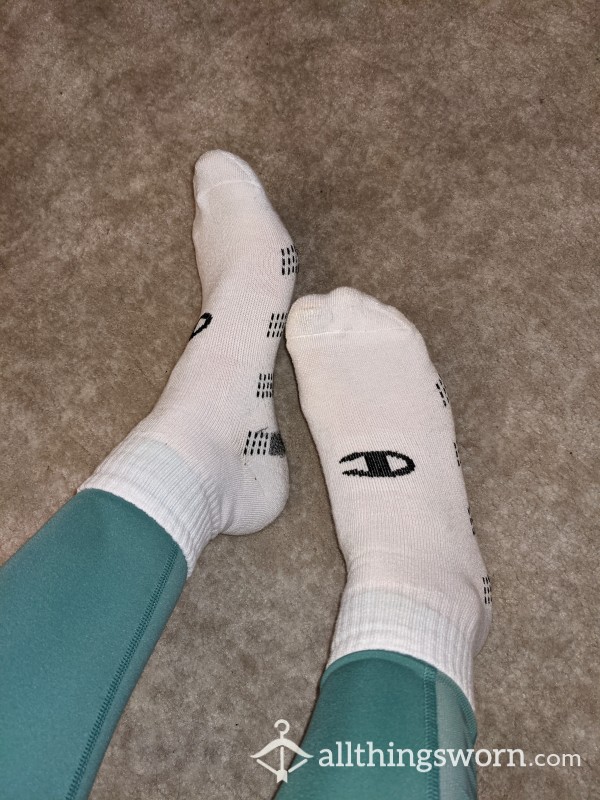 Sweaty White Ankle Socks Worn During A 3 Mile Run