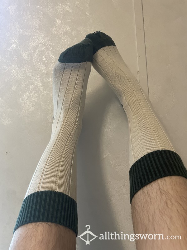 Tall Green And White Socks