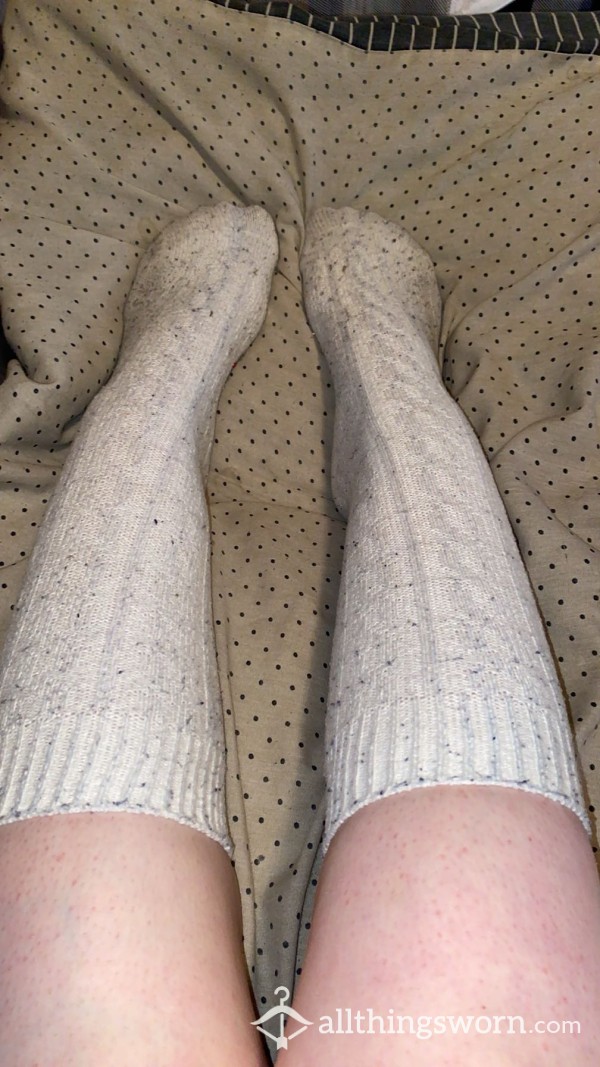 Tall Wool White Boot Socks