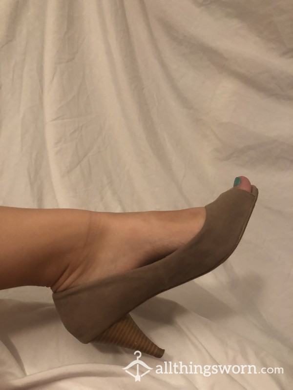 Tan Beige Pointy Two Inch 2” High Heels