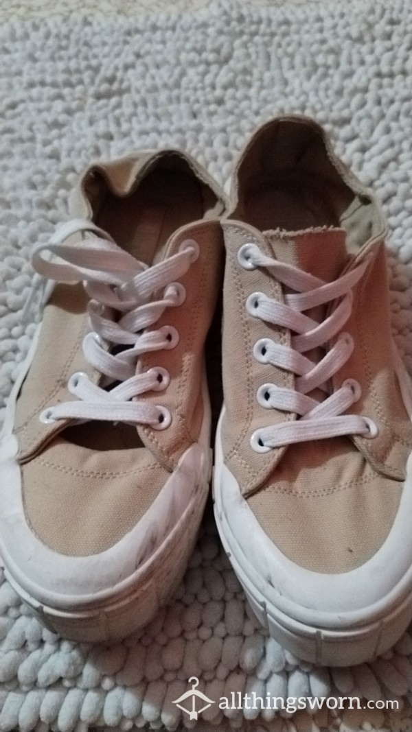 🍀Reduced🍀 Tan Canvas Lace Up Sneakers
