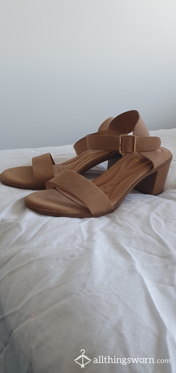Tan Heels With Ankle Strap
