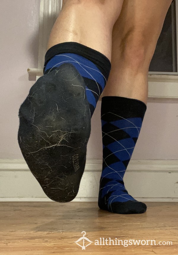 Tan Or Blue Argyle Crew Socks