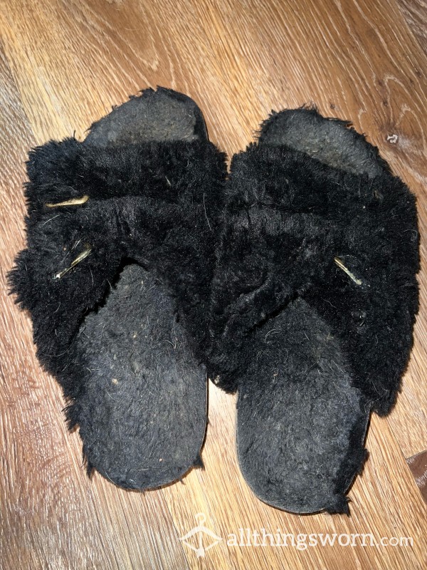 Target Black Matted Black Slippers / House Shoes