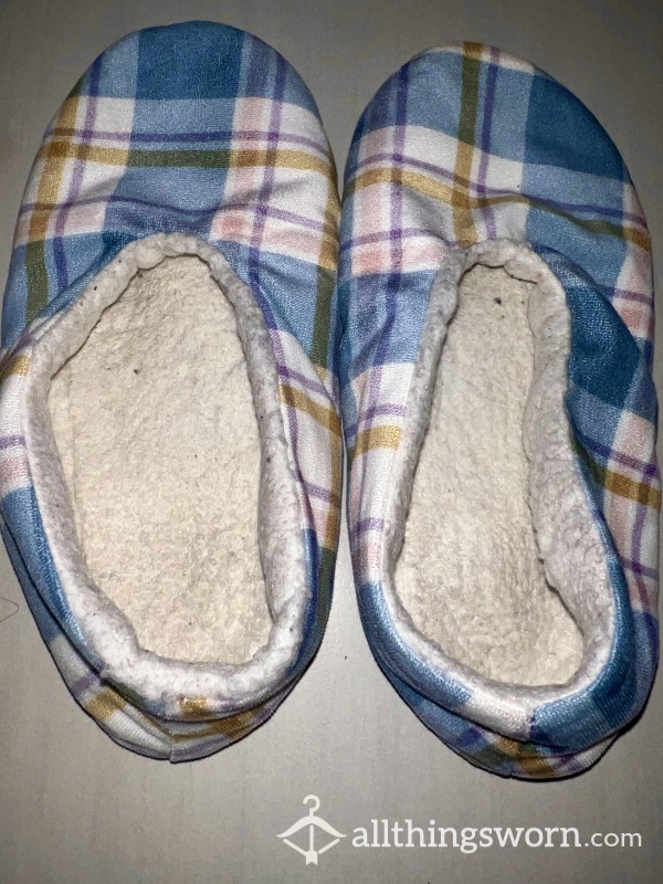 Tartan Slippers With Fuzzy, Woolly Lining $45aud