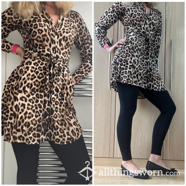 Teacher Clothes-New Look Leopard Shirt Dress Size 12