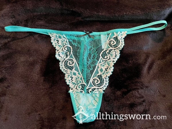 Teal And White G-string