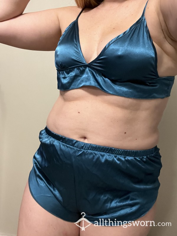 Teal Bra And Shorts Set